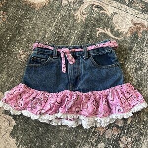 Pink and Blue Denim Skirt for Kids